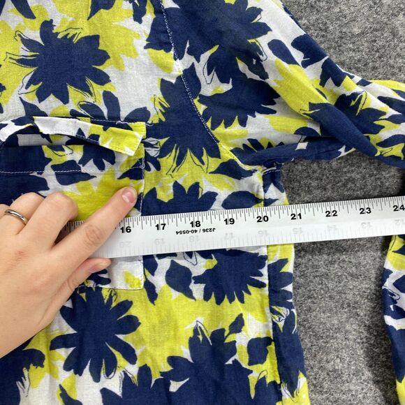 Gap Shirt Women M Medium Blue Floral Button Up Collared Long Sleeve Boyfriend - Picture 5 of 8